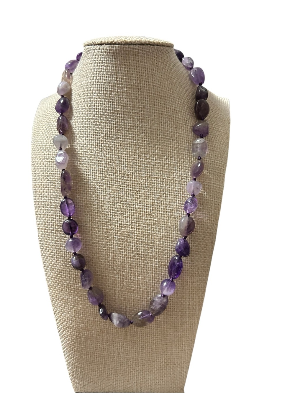 Amethyst Beaded Necklace for Women - Purple Stone Strand